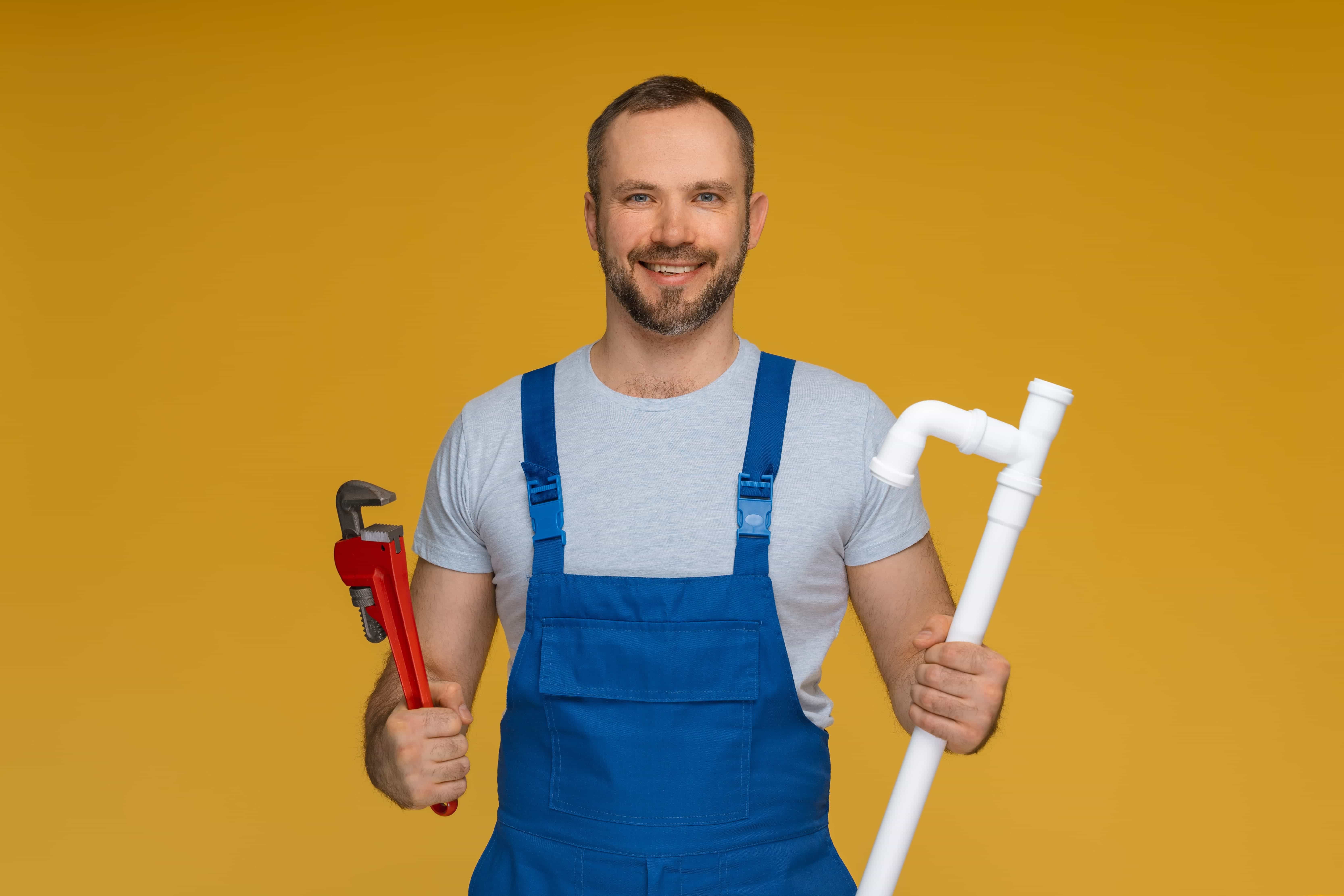 Plumbing specialist helping homeowners